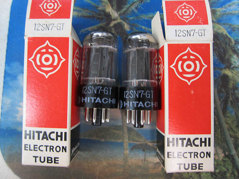 PR NOS Vintage Hitachi 12SN7GT Preamp Driver Tubes, Boxes Black Plates, 1960s, JAPAN, Ex Sound 1960s image 1