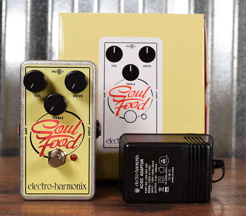 Electro-Harmonix EHX Soul Food Distortion Fuzz Overdrive Pedal & AC Adapter image 1