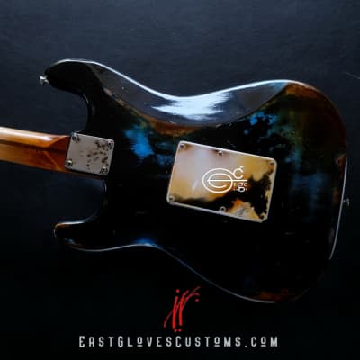 Fender Stratocaster Floyd Rose Black/Blue Heavy Aged Relic by East Gloves Customs[$280 Off for Limited Time Only] image 4