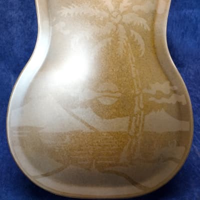 National Reso-Phonic Weathered Steel Style O 12 Fret 2023 Etched Palm Tree Scene image 2