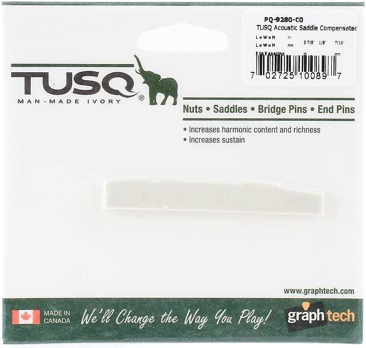 Graph Tech PQ-9280-C0 TUSQ Compensated Acoustic Guitar Saddle - 2-7/8" Long x 1/8" Wide image 1