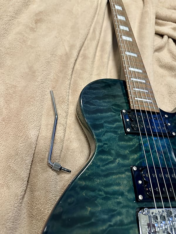 ESP GrassRoots G-LP-49QM Les Paul Type, See-Thru Teal Quilted Maple