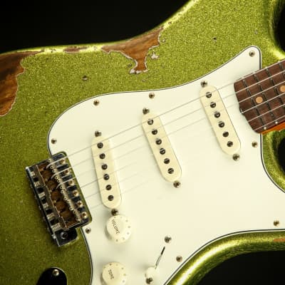 Fender Custom Shop Eddie's Guitars Exclusive Dealer Select Roasted 1963 Stratocaster Heavy Relic - Chartreuse Sparkle image 16