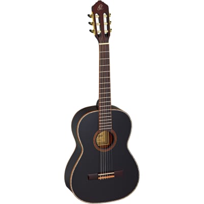 Ortega R221BK-7/8 classical guitar, black, with gig bag image 1