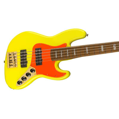 Fender MonoNeon Jazz Bass V, Neon Yellow image 5