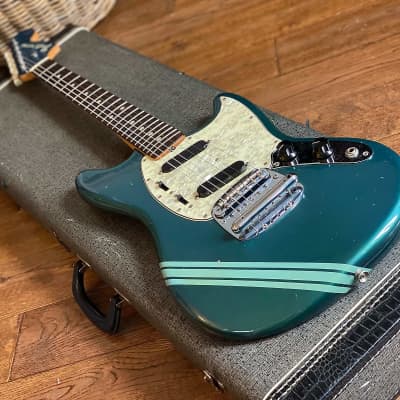 Original Vintage 1969 USA Fender Mustang Lake Placid Blue Competition Burgundy w/ OHSC. Kurt Cobain Nirvana image 6