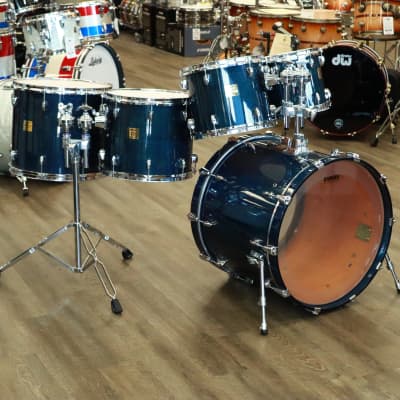 Used Yamaha Birch Custom Absolute 5-Piece Shell Pack 10/12/14/16/22 (Sea Blue Lacquer) Made In Japan image 2