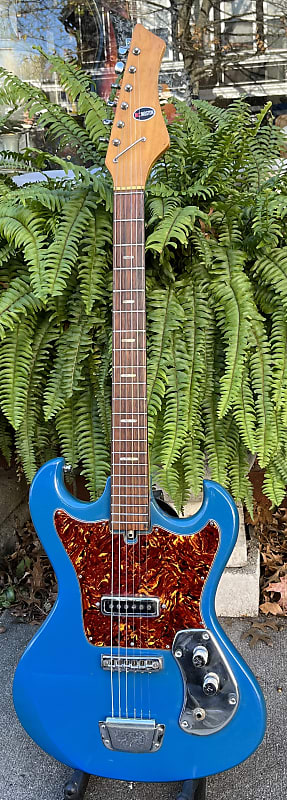 Vintage 1960s Kingston Kawai Teisco Swinga Style~S1T Hound Dog Offset Dbl Cutaway Guitar Ocean Blue All Original! ** SEE VIDEO** image 1