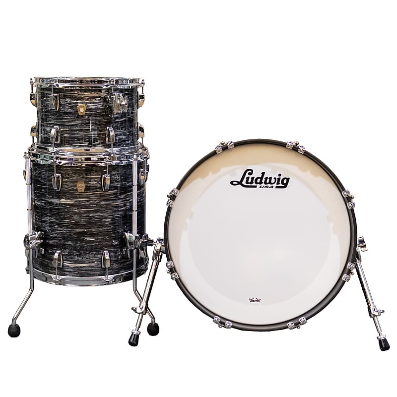 Ludwig Classic Maple 3-Piece Downbeat Shell Pack - Vintage Black Oyster image 1