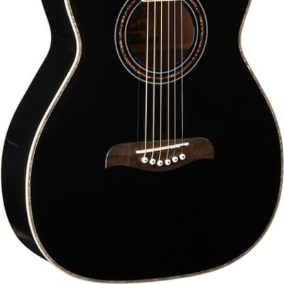 Oscar Schmidt Folk Style Acoustic Guitar, Select Spruce Top, Black, OF2B image 1