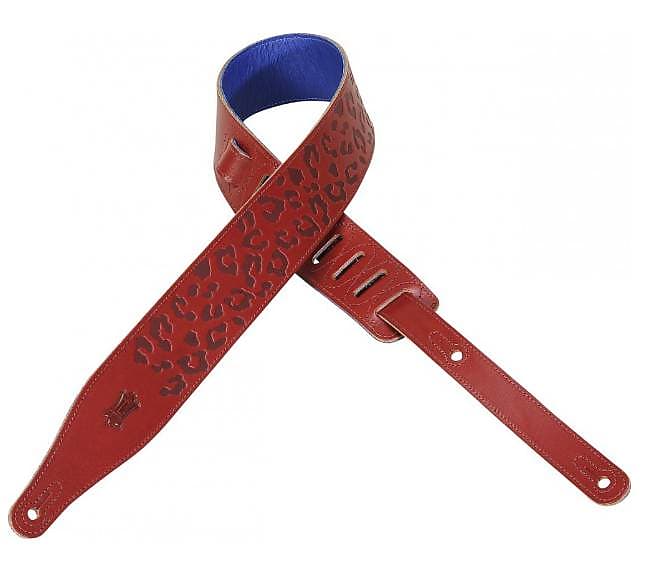Levy's MV17CH-CRA Veg Tan Leather Guitar Strap with Cheetah image 1
