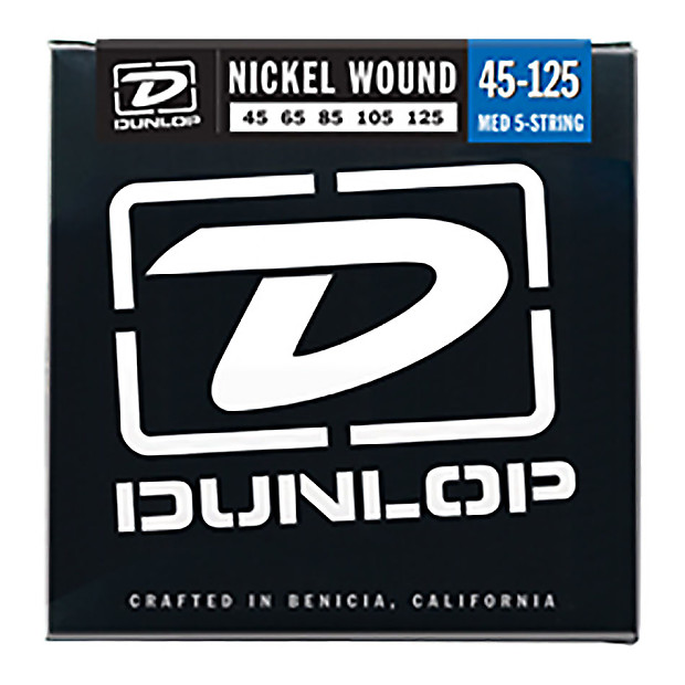 Dunlop DBN45125 Nickel-Wound Stainless Steel 5-String Bass Strings (45-125) image 1