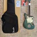 2023 Fender Japan FSR Traditional II 60s Jaguar MIJ - Sherwood Green Metallic, matching headstock, bound fretboard