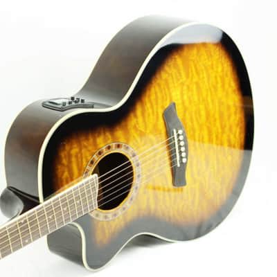 Jay Turser JTA-424QCET Acoustic Guitar, Quilt Finish Catalpa Top w/ Piezo Pickup and Preamp Tuner image 3