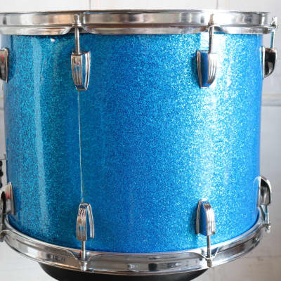 Ludwig 12x15" Blue Sparkle Snare Drum 3ply Vintage 1960's #2 image 4