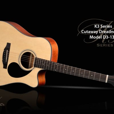 Kepma K3 Series Dreadnought Cutaway Natural Matte Acoustic Guitar with Bag D3-130WB image 1