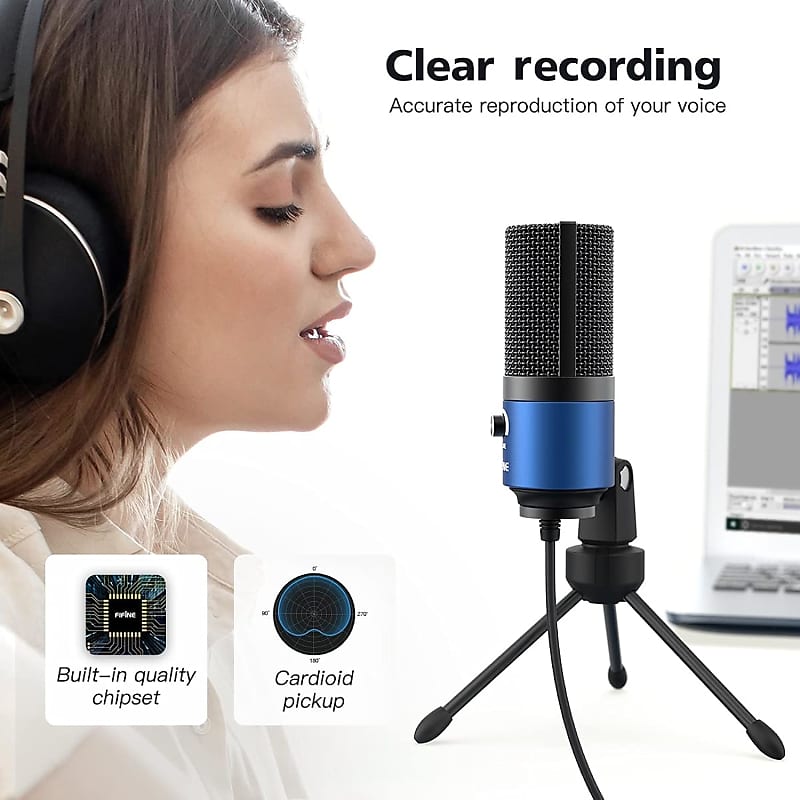  FIFINE USB Gaming Microphone for PC Desktop, PS4 and Mac, Gain  Control, External Condenser Computer Mic for Streaming, Podcasting, Twitch,  Discord, Green - K669G : Musical Instruments