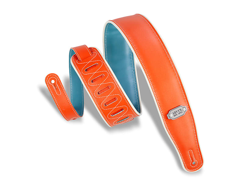 Levy's Leathers - M26VCP-ORG_TEL - 2 3/4" Wide Orange / Teal Vinyl Guitar Strap image 1