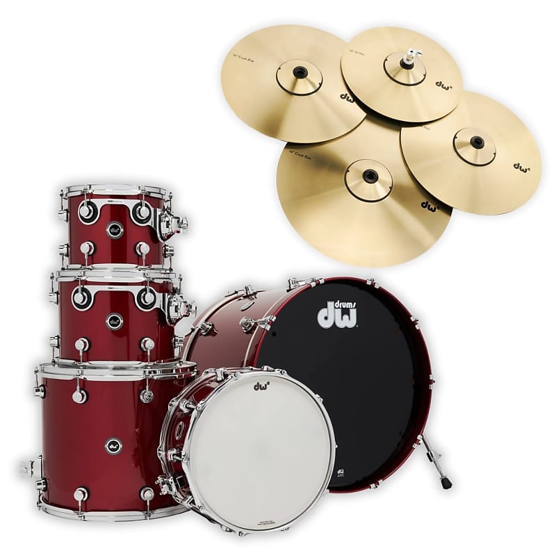 *IN STOCK* DWe Electronic Acoustic Drum Set Kit Shell/Cymbal Pack 10/12/16/22" with 14" Matching Snare in Black Cherry Metallic Lacquer image 1