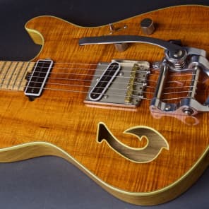 Asher T Deluxe Master Series Bound Flame Hawaiian Koa with Bigsby 2011 Nitro Amber Gloss image 3
