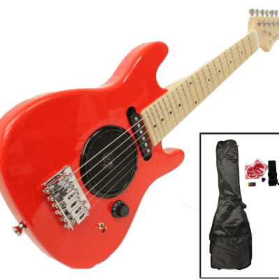 De Rosa GE30-AST-RD Built-In-Amp Kids Electric Guitar w/Gig Bag, Guitar Cable, Strings, Pick, Strap & 9V Battery for sale