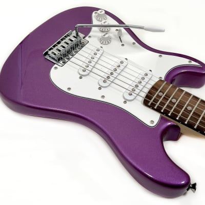 SX 1/2 Size Left Handed Electric Guitar Package w/Bag & Headph amp RST 1/2 MPP Metallic Purple Left image 6