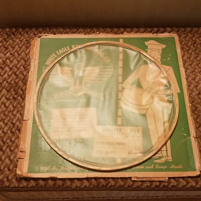 Vintage 13" inch CALF Skin SNARE BOTTOM  drum head NOS w/ORIGINAL BOX NEVER USED! GOLD CROWN QUALITY image 1