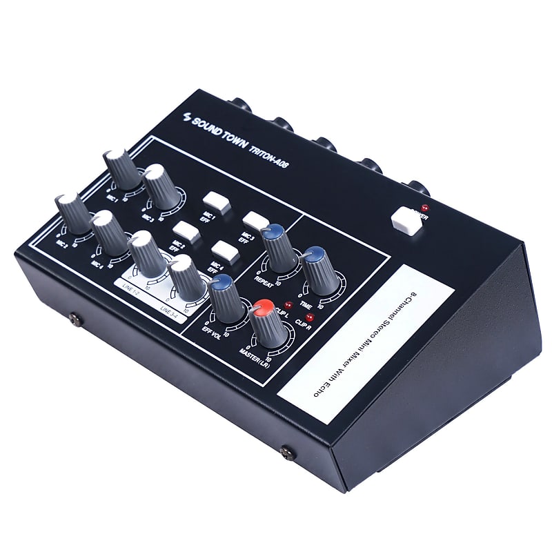 TRITON-A08 | 8-Channel Mono Stereo Karaoke Mini Mixer with 1/4” Inputs and Outputs, Echo/Delay Effect and Depth Controls image 1