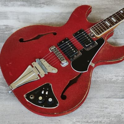 1960's Kawai Japan Vintage Hollowbody Electric Guitar (Red Felt) image 1