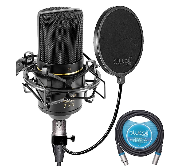 MXL 770 Cardioid Condenser Microphone Bundle w/Shock Mount, 10-Ft. XLR & Pop Filter image 1