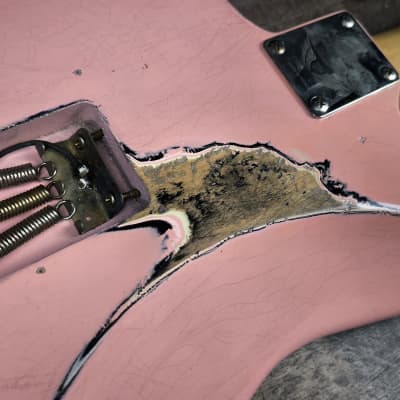 MyDream Stratocaster Custom Built - Relic Pink over Black Gilmour image 9