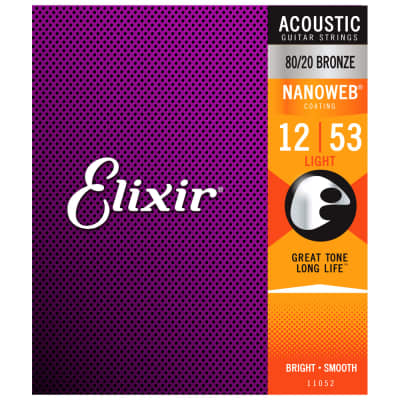 Elixir NANOWEB 80/20 Bronze Acoustic — 11052 Light .012-.053 image 2