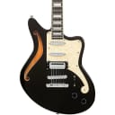 D'Angelico Premier Series Bedford SH Guitar, Offset Stopbar Tailpiece, Black Flake,