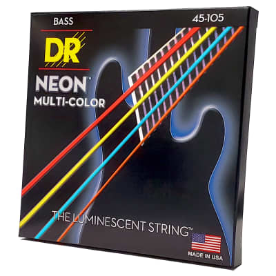 DR Strings Hi-Def Neon Multi-Color Colored Bass Strings: Medium 45-105 image 4