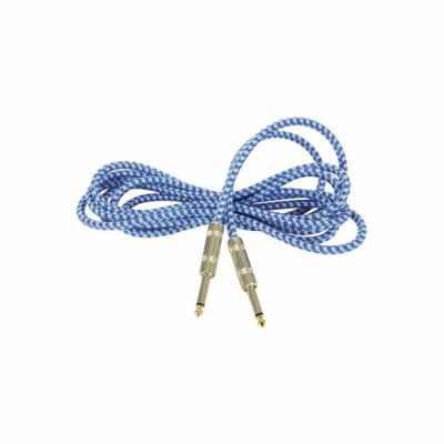 Chord 6.3mm Mono Jack Plug To 6.3mm Mono Jack Plug Cable (blue/white, 3.0m) for sale