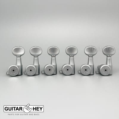 NEW Hipshot 6-in-Line TREBLE SIDE Locking Tuners STAGGERED - OVAL SATIN CHROME image 2