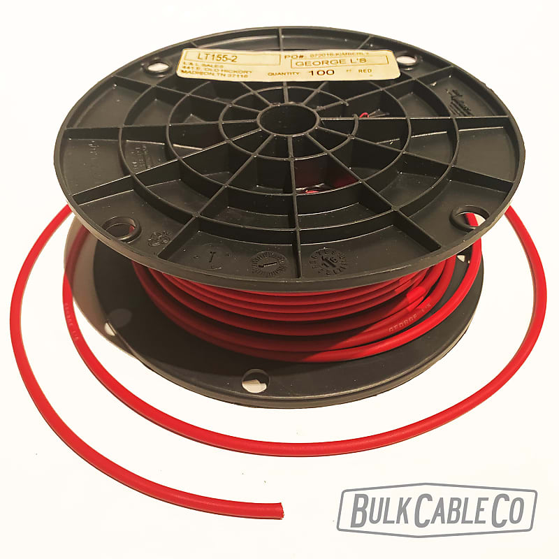 GEORGE L's Red .155 Cable - Sold in 25 FT Lengths - Bulk Guitar & Effects Pedal Board Cable - 25' image 1