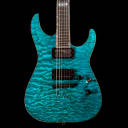 ESP USA Horizon NT-II See-Thru Turquoise with 5A Quilt Top, Sustainiac, & Bare Knuckle Rebel Yell