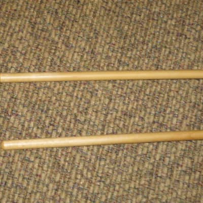 one pair new old stock A+ Mike Balter MB5B (5B) Medium Hard Keyboard Mallets - 1" diameter Oval Dark Green Rubber HEADS and Natural Birch HANDLES (for Marimba, Xylophone) mid to late 1990s (+ packaging) Unwound Series image 15