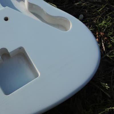 3lbs 12oz BloomDoom Nitro Lacquer Aged Relic Faded Sonic Blue Jazz-style Vintage Custom Guitar Body image 8