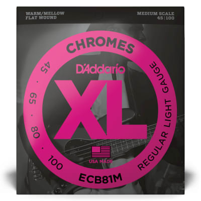 D'Addario ECB81M Flatwound Chromes Electric Bass Strings Light Medium Scale image 3