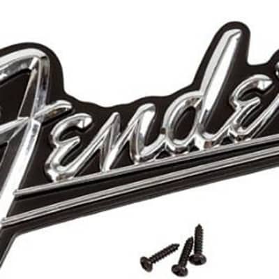 Genuine Fender Amplifier Parts - Blackface Metal Amp Logo Plate with Screws image 1