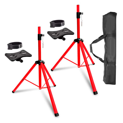 5 Core Speaker Stand Tripod 2 Pieces Heavy Duty PA DJ Speakers Pole Mount Stands Professional with Mounting Bracket Height Adjustable 40 to 72 Inch Red  SS HD 2 PK RED image 1