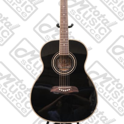 Oscar Schmidt Folk Style Acoustic Guitar, Select Spruce Top, Black, OF2B image 2