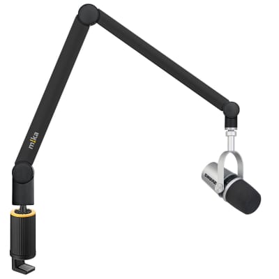 Yellowtec Bundle | Black Microphone Arm M w/ Table Clamp and MV7-S Dynamic Microphone (Silver) image 1
