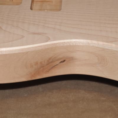 Unfinished Telecaster Body Book Matched Figured Flame Maple Top 2 Piece Alder Back Chambered, P90 Neck Route 3lbs 15.9oz! image 7