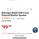 Behringer B105D 50 Watt 5 inch powered monitor speaker 2023