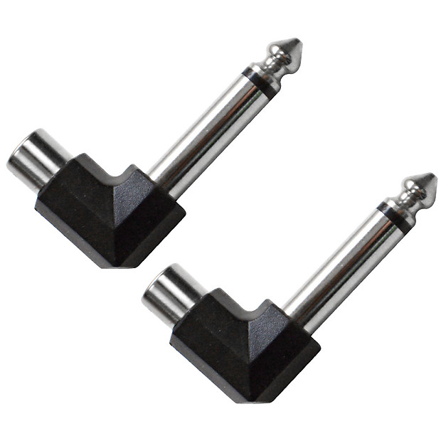 Seismic Audio SAPT102-2PACK Right-Angle RCA Female to 1/4" TS Male Cable Adapter (Pair) image 1