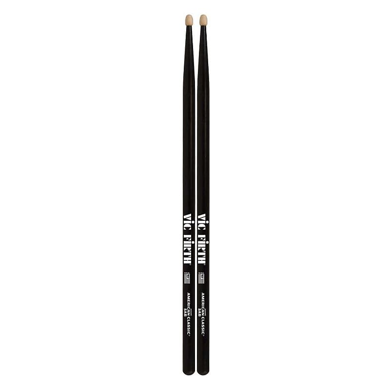 Vic Firth American Classic 5B Drumsticks, Black, Wood Tip, Pair image 1