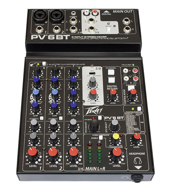 Peavey PV® 6BT Compact Mixer 6 Channel with Bluetooth image 1
